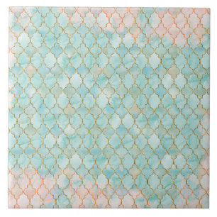 Light pink and Aqua Maroccan pattern Tile