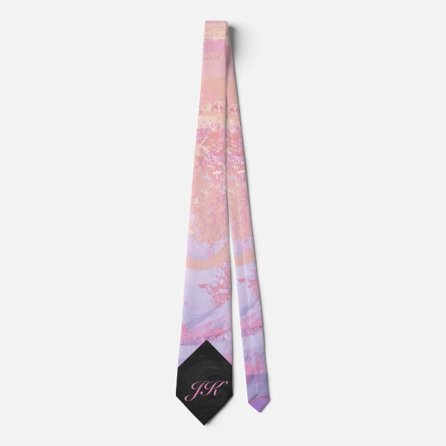 Light Pink and Black Monogram Tie (Front)