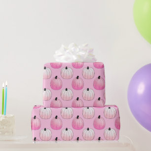Light Pink and Black Pumpkin Halloween Pattern Wrapping Paper