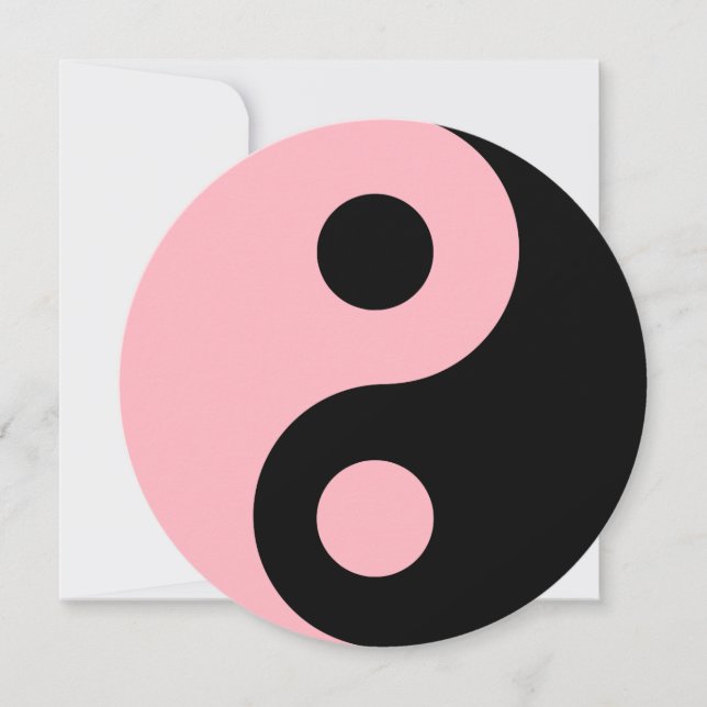 Light Pink and Black Yin Yang Symbol Birthday Invitation (Front)