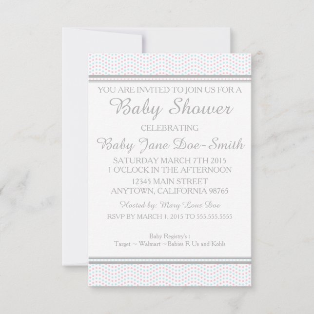 Light Pink and Blue Polka Dot Invite (Front)