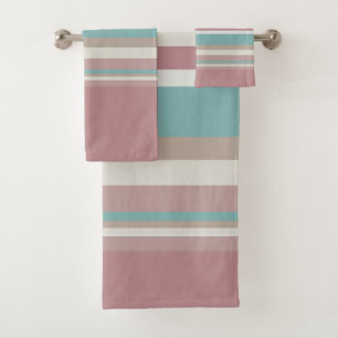 Light Pink and Blue Stripes   Bath Towel Set