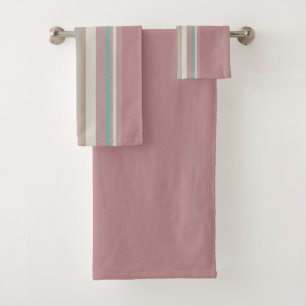 Light Pink and Blue Stripes   Bath Towel Set