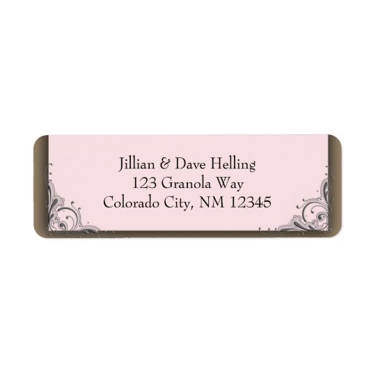 Light pink and brown accent address Label