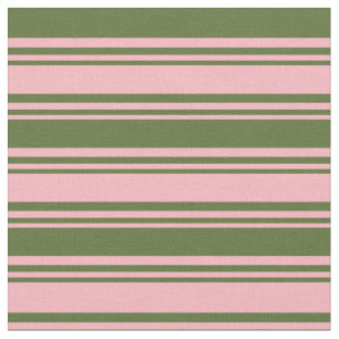 Light Pink and Dark Olive Green Stripes Pattern Fabric