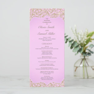 Light Pink And Gold Elegant Damask Wedding Program Programme