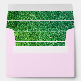 Light Pink and Green glitter stripes Envelope