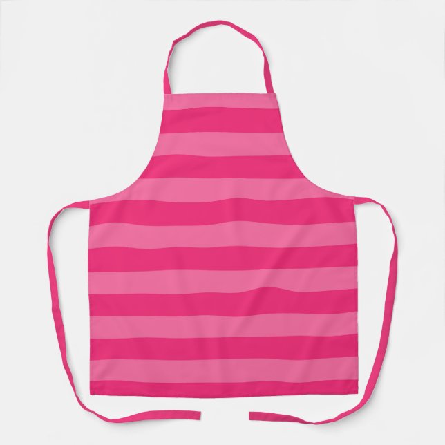Light Pink and Hot Pink Stripes  Apron (Front)