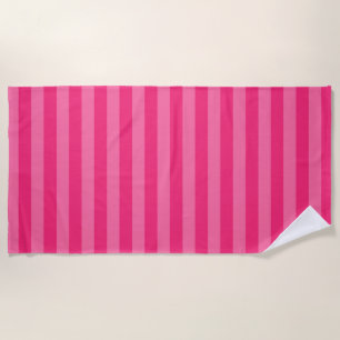 Light Pink and Hot Pink Stripes  Beach Towel