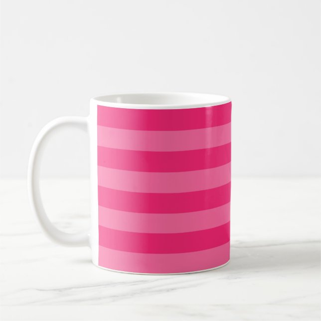 Light Pink and Hot Pink Stripes  Coffee Mug (Left)