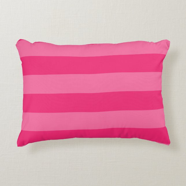 Light Pink and Hot Pink Stripes  Decorative Cushion (Front)