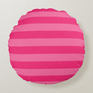 Light Pink and Hot Pink Stripes  Round Cushion