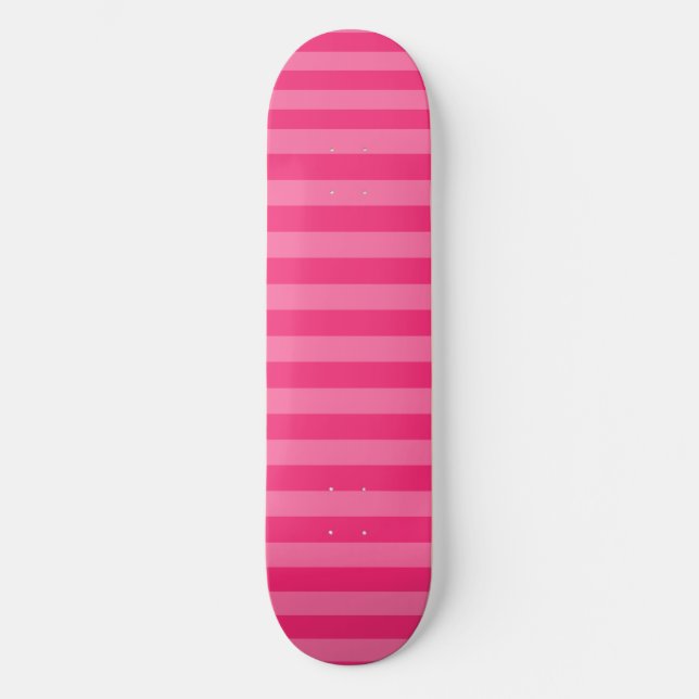 Light Pink and Hot Pink Stripes  Skateboard (Front)