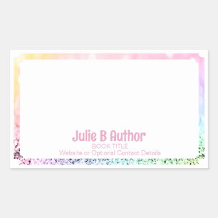 Light Pink and Purple Glitter Book Signing Plate Rectangular Sticker