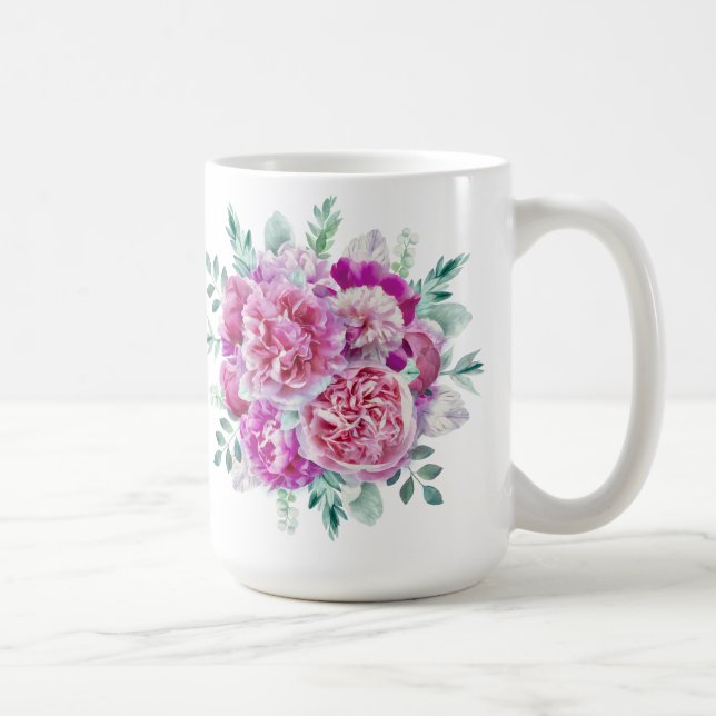 Light pink and purple peonies coffee mug (Right)