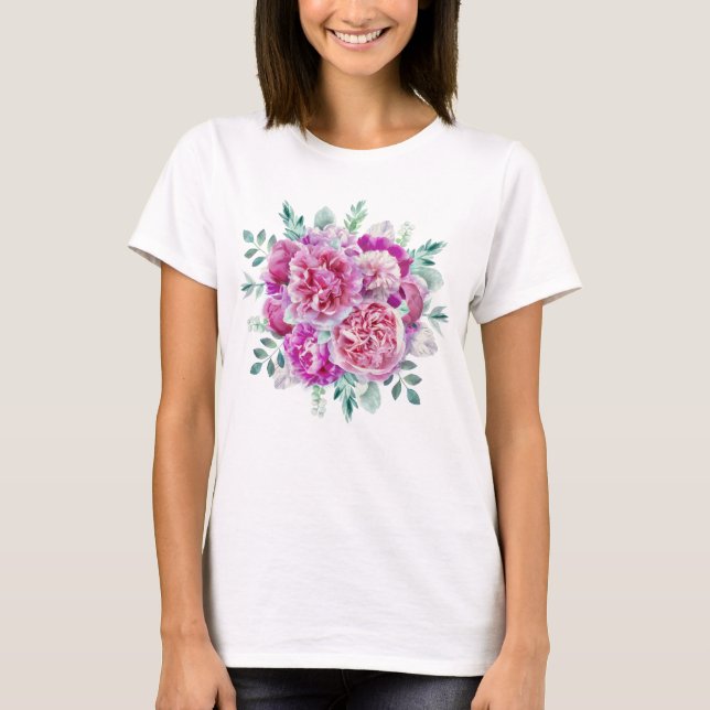Light pink and purple peonies T-Shirt (Front)
