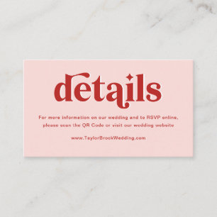 Light Pink and Red Wedding Details Enclosure Card