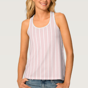 Light Pink and Thin White Vertical Stripes Tank Top