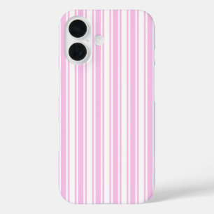 Light pink and white candy stripes iPhone 16 case