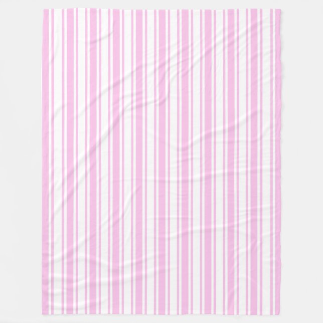 Light pink and white candy stripes fleece blanket (Front)