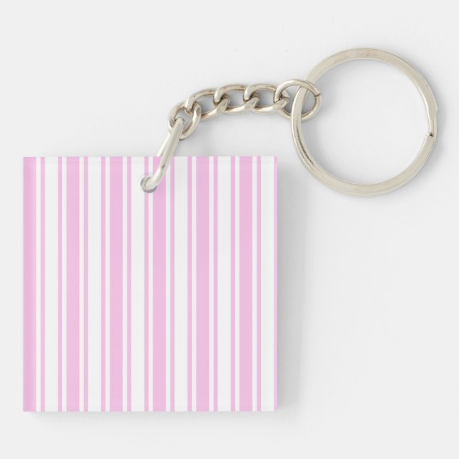 Light pink and white candy stripes key ring (Back)