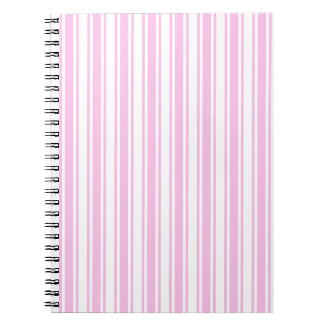 Light pink and white candy stripes notebook (Front)