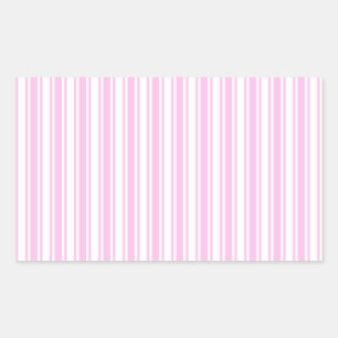 Light pink and white candy stripes rectangular sticker