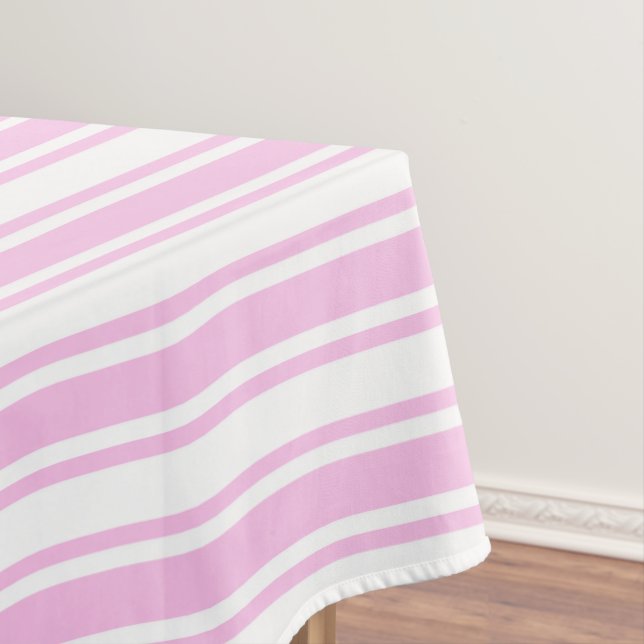 Light pink and white candy stripes tablecloth (In Situ)