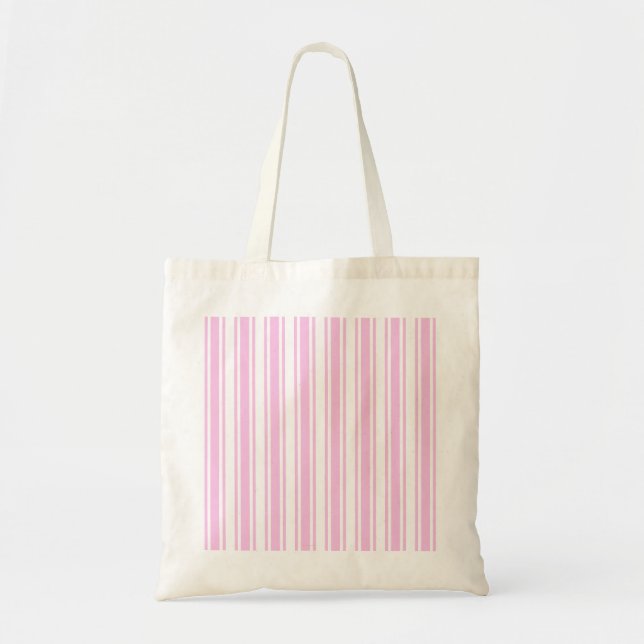 Light pink and white candy stripes tote bag (Front)