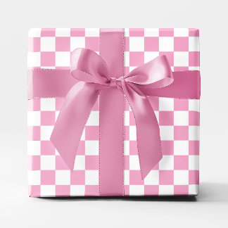 Light Pink and White Chequered Wrapping Paper