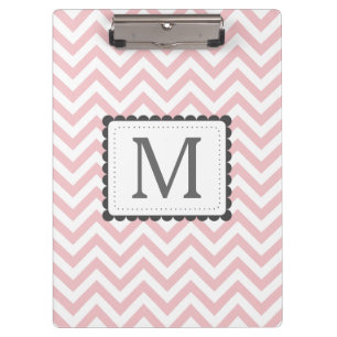 Light Pink And White Chevron Custom Monogram Clipboard