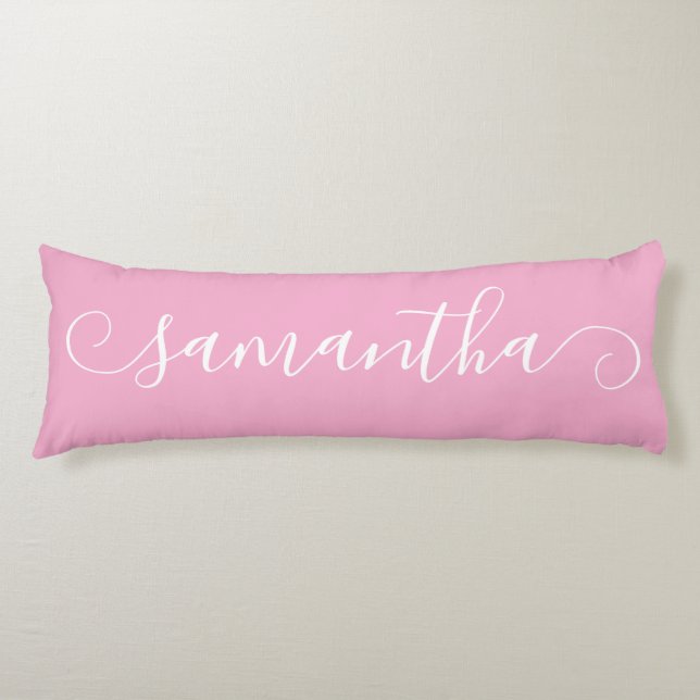 Light Pink and White Cute Curl Signature Name Body Cushion (Front)