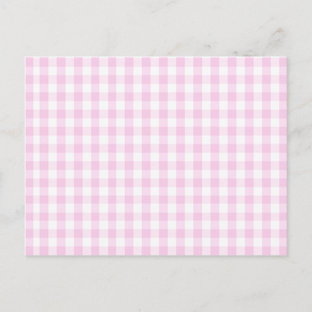light pink and white gingham pattern preppy girly postcard (Front)