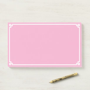 Light Pink and White Greek Key Ornamental Border Post-it Notes