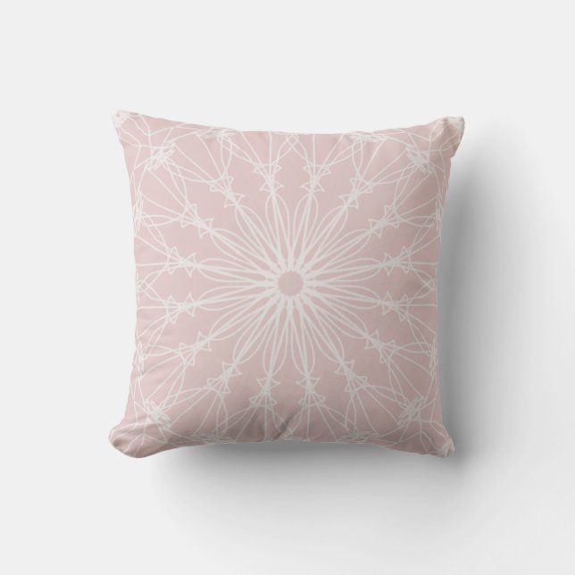 Light Pink and White Mandala Throw Pillow (Front)