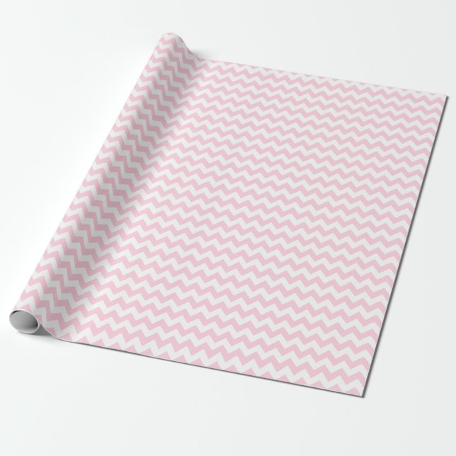 Light Pink and White Medium Chevron Wrapping Paper (Unrolled)