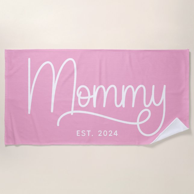 Light Pink and White Monoline Mummy Beach Towel (Front)