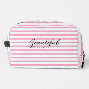 Light Pink and White Striped Toiletry Bag 