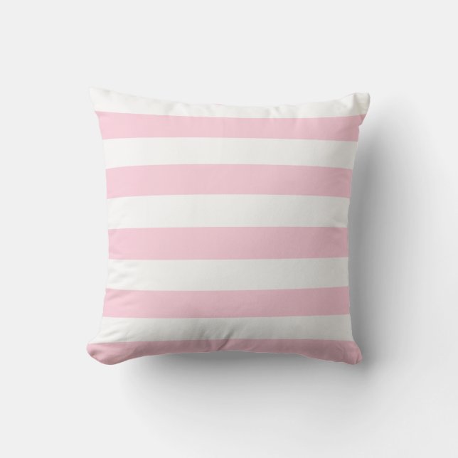 Light Pink and White Stripes Cushion (Front)