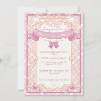 Light Pink Art Nouveau Princess Birthday Invitation