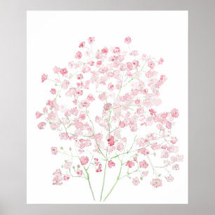 light pink Baby Breath Bouquet gypsophila watercol Poster