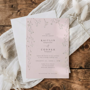 Light Pink Baby's Breath Wildflower Boho Wedding Invitation