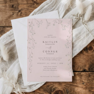 Light Pink Baby's Breath Wildflower Boho Wedding Invitation