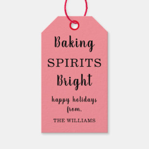Light Pink Baking Spirits Bright, Year on Back Gift Tags