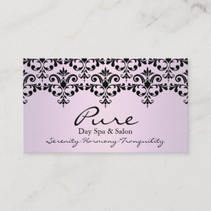 Light Pink & Black Elegant Damask Business Card