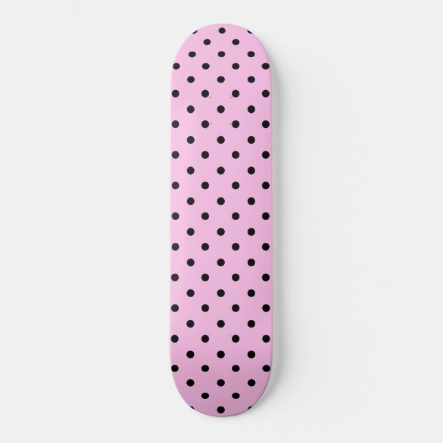 Light Pink & Black Polkadot Skateboard (Front)