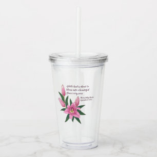 Light Pink Blooming Lily Acrylic Tumbler