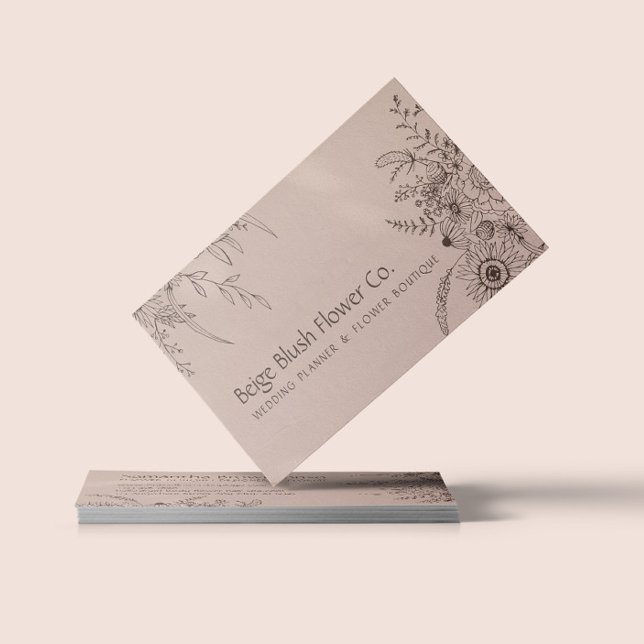 Light Pink Blush Calligraphy Flower Bouquet Garden Business Card (Creator Uploaded)