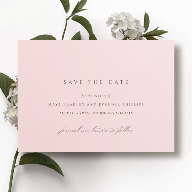 Light Pink Blush | Elegant Simple Wedding Save The Date (Creator Uploaded)