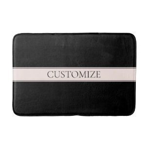 Light Pink Blush Stripe & Elegant Editable Text Bath Mat